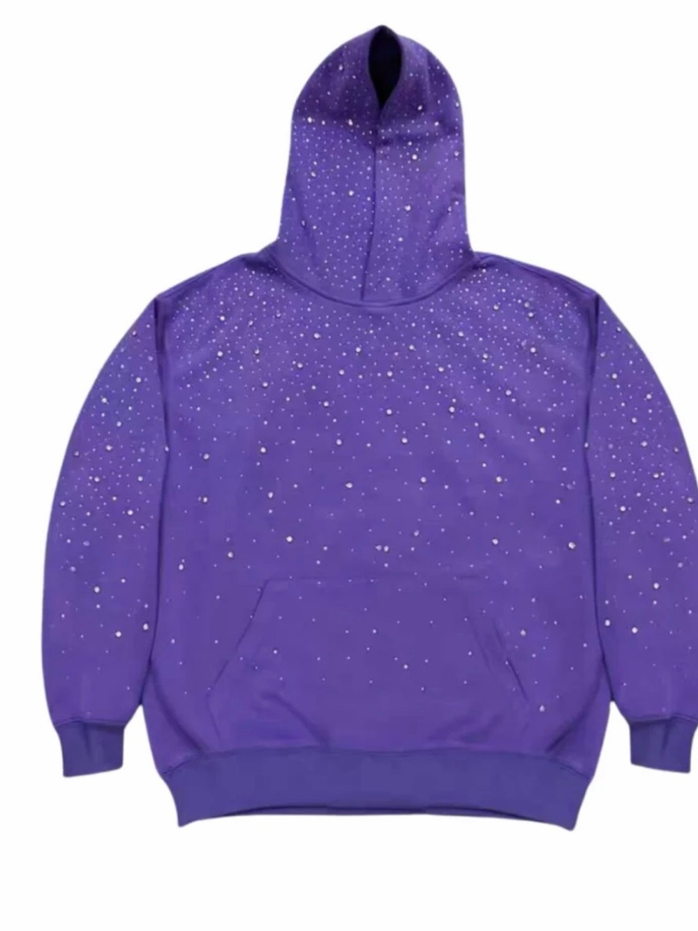 Men's Purple Studded Crewneck Hoodie Sweatshirt